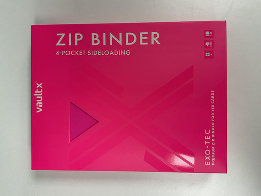 Vault x 4 Pocket Sideloading Zip Binder - Neon Pink