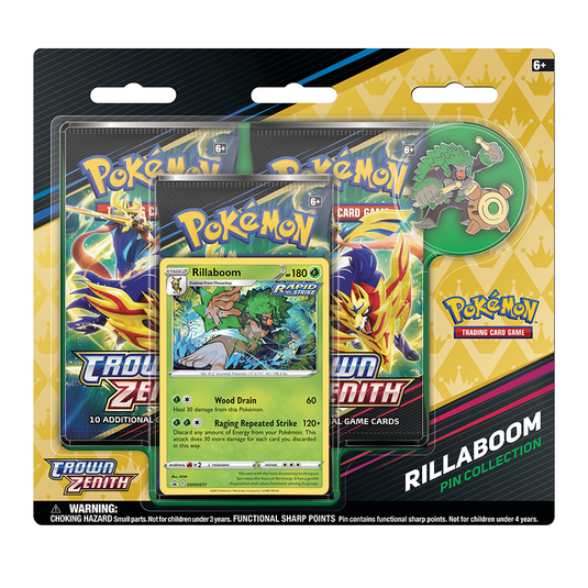 Pokémon Triple Blister - Crown  Zenith Pin Collection (Rillaboom)